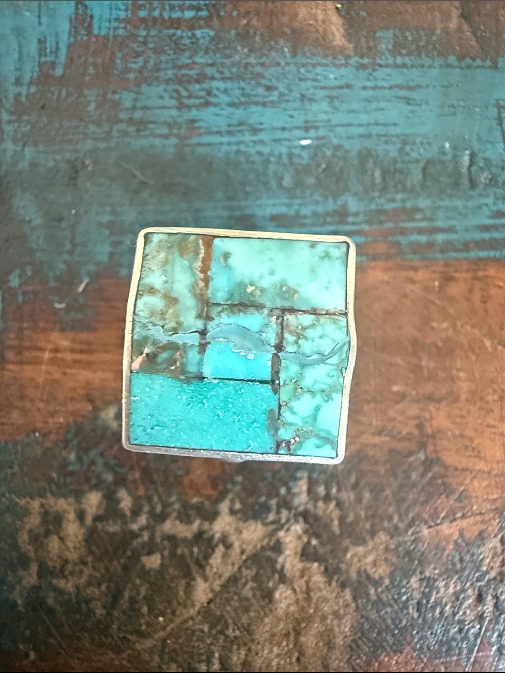 Tabernas unisex turquoise ring by Jesse Robbins. New in box from Sundance.